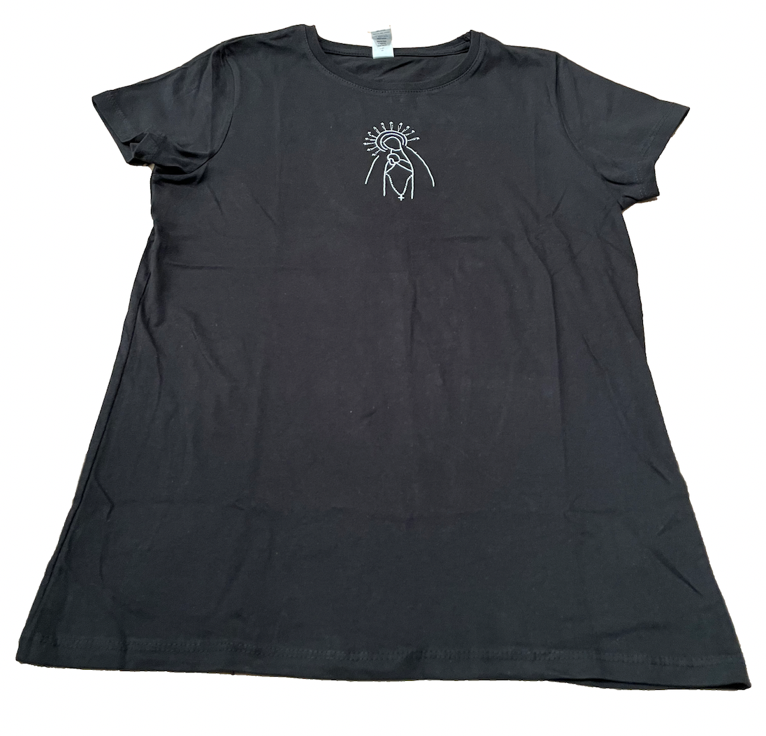 Camiseta mujer bordada negra La Paloma