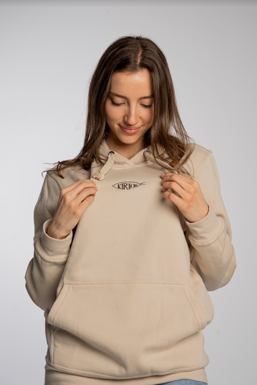 Sudadera Kirios beige con capucha