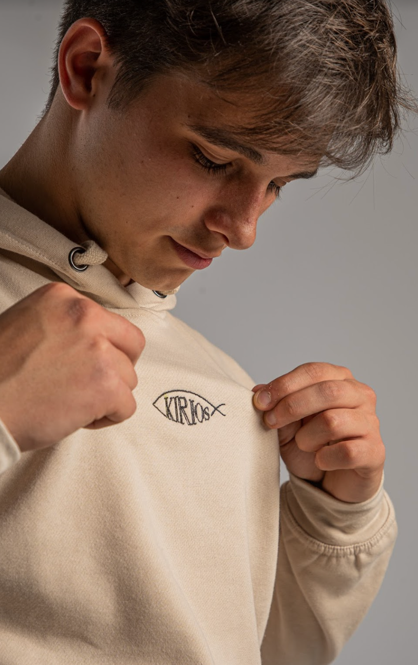 Sudadera Kirios beige con capucha