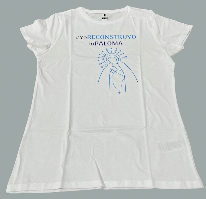Camiseta blanca mujer #YoReconstruyoLaPaloma