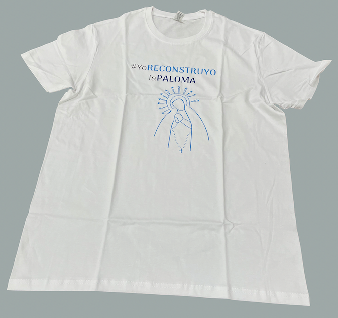 Camiseta blanca unisex #YoReconstruyoLaPaloma